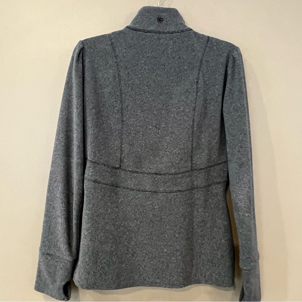 2 pc Athleta Bag 1/4 Zip Knit Sweater Fleece Flare Hem Sz S Gray Puff‎ Shoulders - Picture 8 of 16